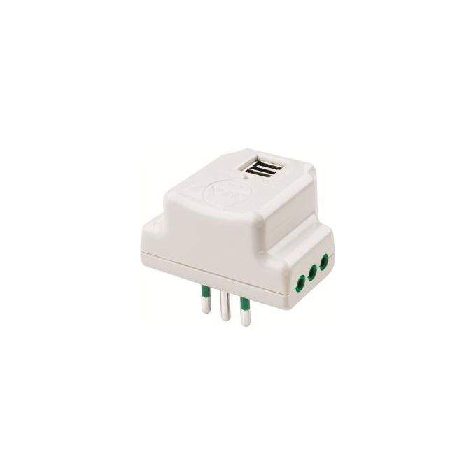 Fanton 87800 Adattatore Triplo 3 Prese Italiane + 2 USB, Bianco