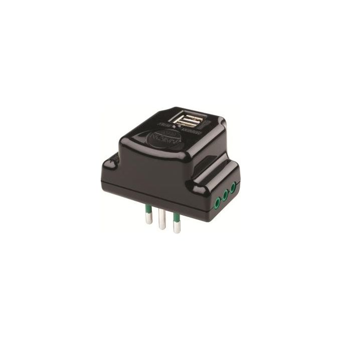 Fanton 87801 Adattatore 1s 10a 3pt + 2usb Black