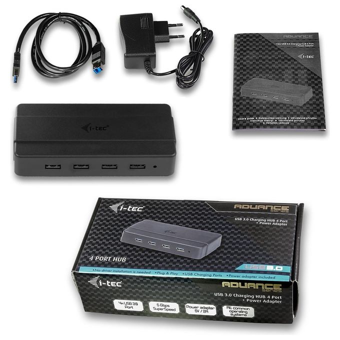 I-tec U3HUB445 Hub di Interfaccia Usb 3.0 Type-B 5000Mbit-s Nero