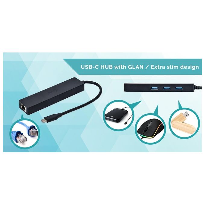 I-tec Advance C31GL3SLIM Hub di Interfaccia Usb 3.0 Type-C 5000Mbit-s Nero