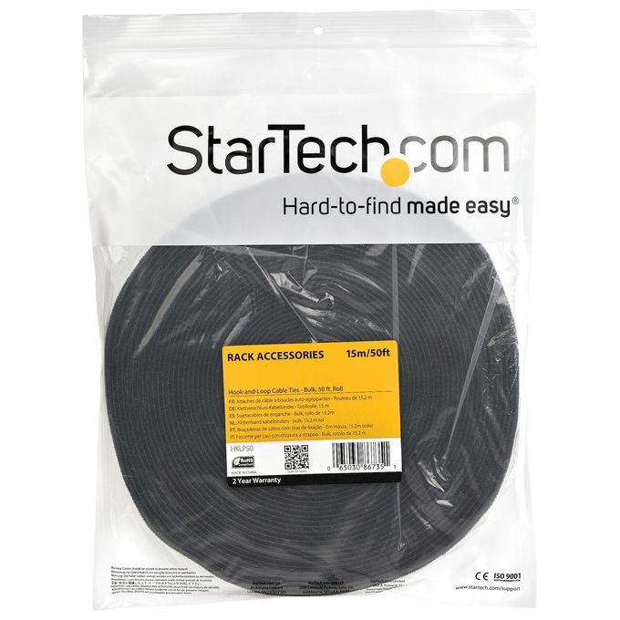 Startech Fascette Fermacavi-Avvolgicavo Hook @ Loop Rotolo da 15,2mt