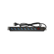 Link multipresa da rack 19'' 8 prese universali con interruttore spina italiana 16a