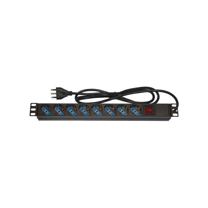 Link multipresa da rack 19'' 8 prese universali con interruttore spina italiana 16a