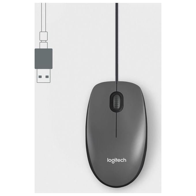 Logitech M100 Mouse Ambidestro USB Tipo A Ottico 1000 DPI