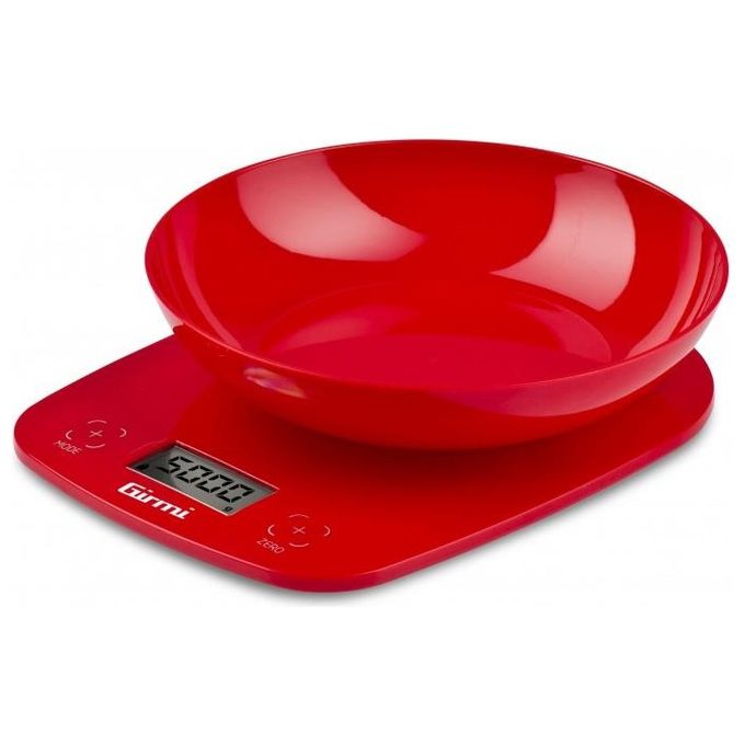 Girmi, Bilancia Cucina Elettronica, 5 kg, Precisione 1 g, Display LCD, Rossa