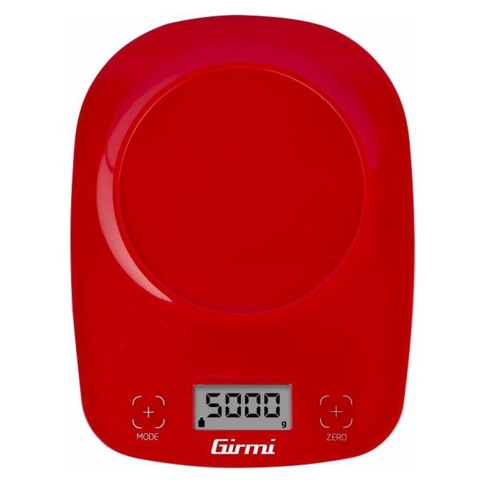Girmi, Bilancia Cucina Elettronica, 5 kg, Precisione 1 g, Display LCD, Rossa