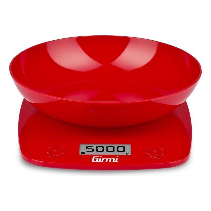 Girmi, Bilancia Cucina Elettronica, 5 kg, Precisione 1 g, Display LCD, Rossa