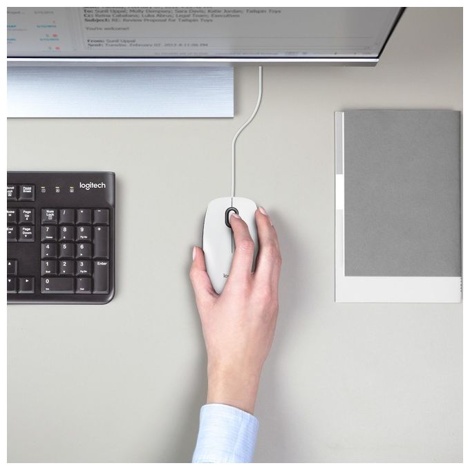 Logitech M100 Mouse Ambidestro USB tipo A Ottico 1000 DPI Bianco
