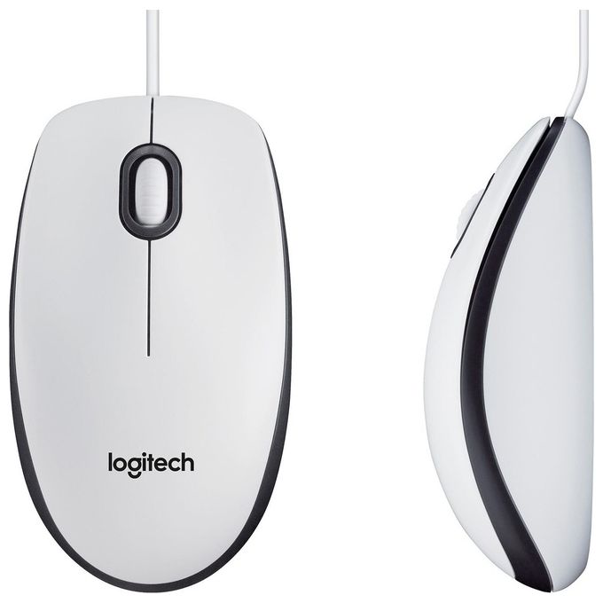 Logitech M100 Mouse Ambidestro USB tipo A Ottico 1000 DPI Bianco
