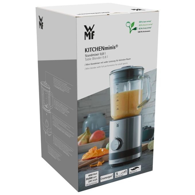 WMF 416490011 KITCHENminis Frullatore 0,8 L 400W 5 velocita' tecnologia Perfect Cut 6 lame acciaio inossidabile colore Nero