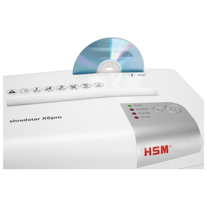 HSM X6pro Distruggi Documenti Taglio a Particelle 22cm 58 dB Argento-Bianco