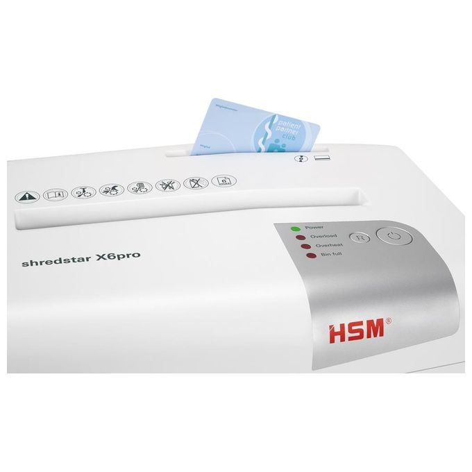 HSM X6pro Distruggi Documenti Taglio a Particelle 22cm 58 dB Argento-Bianco