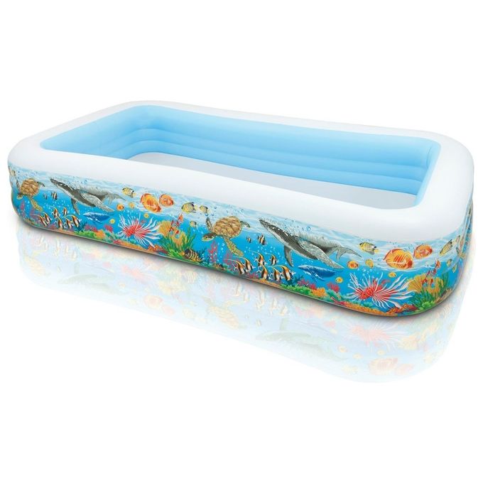 Intex 58485 Family Pesci Piscina Gonfiabile Rettangolare 305x183x56 cm 3 camere 1050 L colore Multicolore