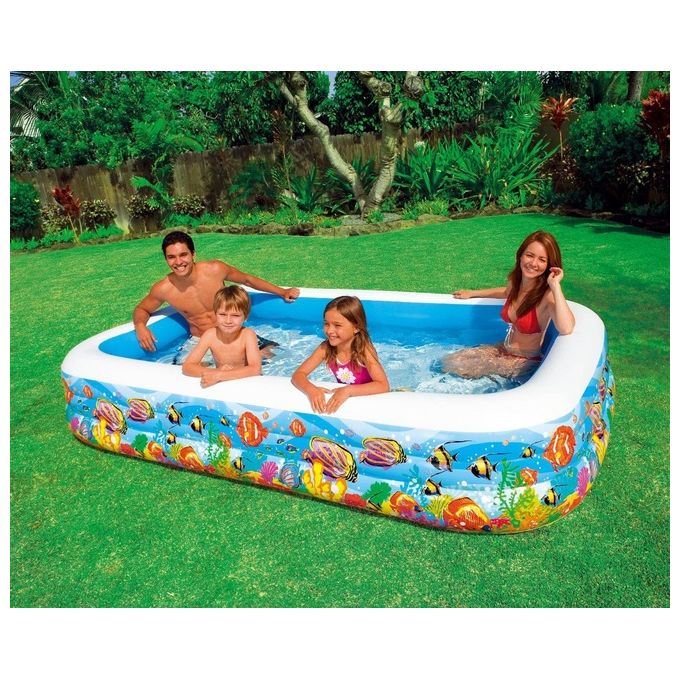 Intex 58485 Family Pesci Piscina Gonfiabile Rettangolare 305x183x56 cm 3 camere 1050 L colore Multicolore