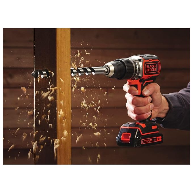 Black+Decker Trapano Avvitatore con Doppia Batteria Litio 18v 1,5 ah con Percussione Ultra Compatto