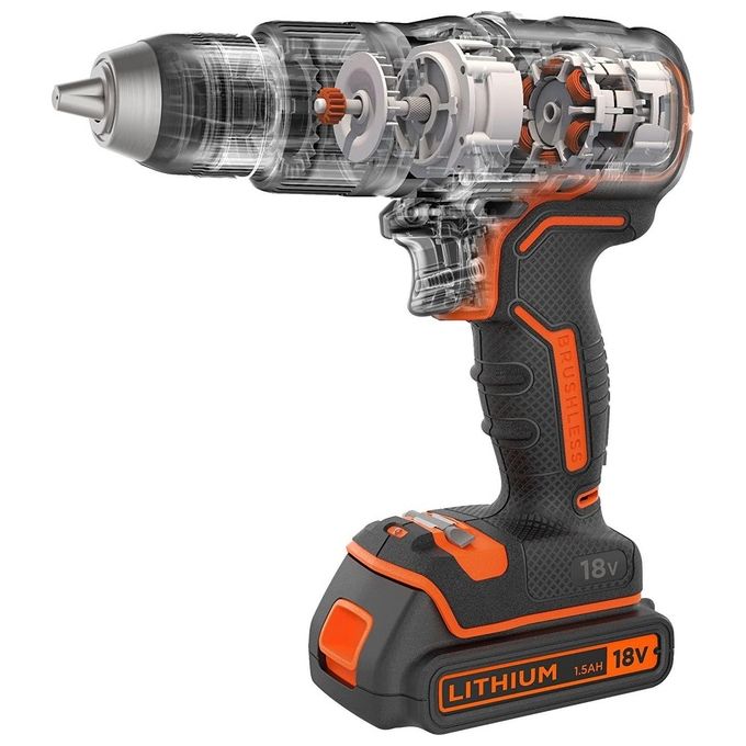 Black+Decker Trapano Avvitatore con Doppia Batteria Litio 18v 1,5 ah con Percussione Ultra Compatto