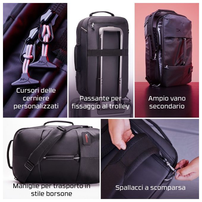 HyperX 8C525AA Knight Zaino per Notebook 16'' 22,6 L Tracolla Rimovibile Passante Trolley colore Nero