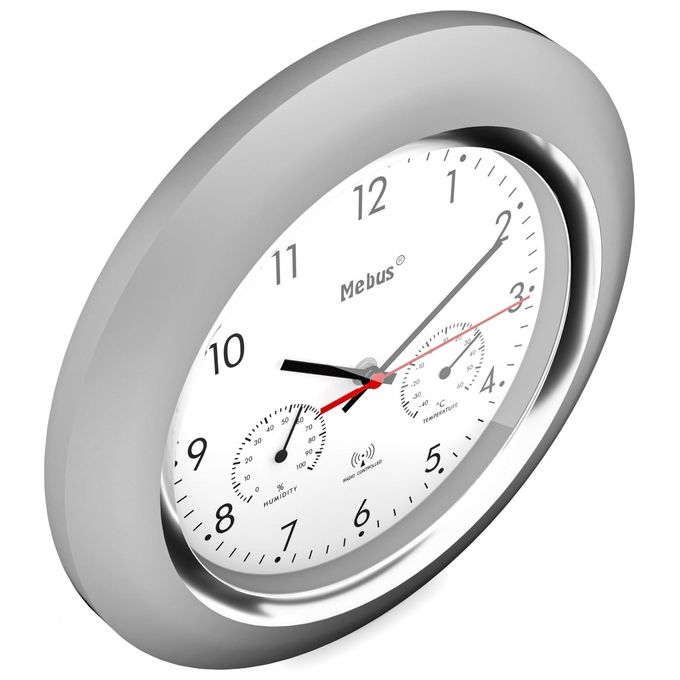 Mebus 19454 Orologio da Parete Radiocontrollata con Termometro e Igrometro