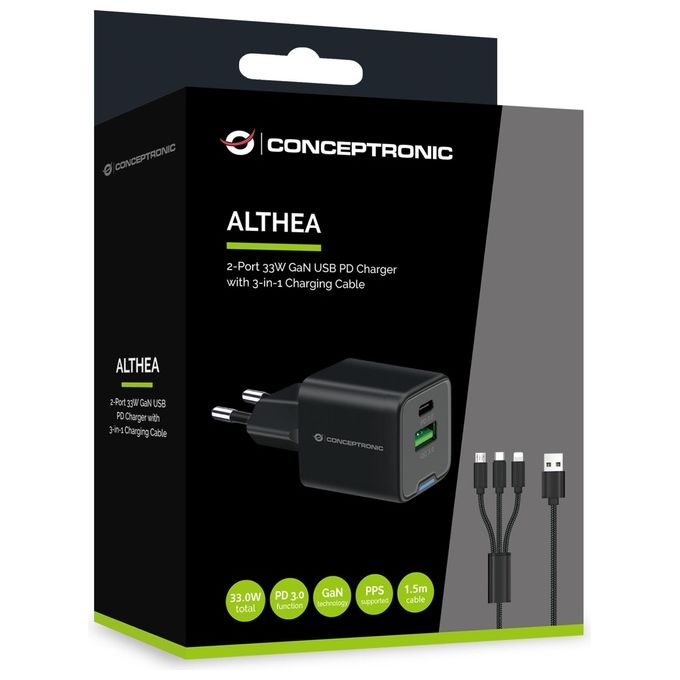 Conceptronic Althea16b 2-Port 33W Gan Usb Pd Charger