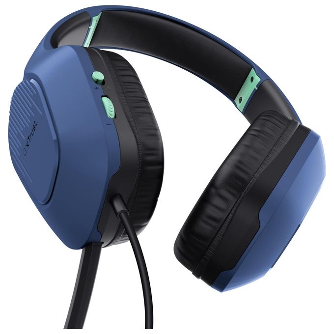 Trust GXT 415B Zirox Cuffie Gaming Over-Ear Cablate Driver 50 mm Microfono Pieghevole Jack 3,5 mm colore Blu