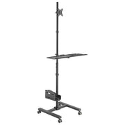 Equip 650171 Workstation Mobile per Monitor 17''-32'' con Vassoio Tastiera e Ruote Bloccabili colore Nero