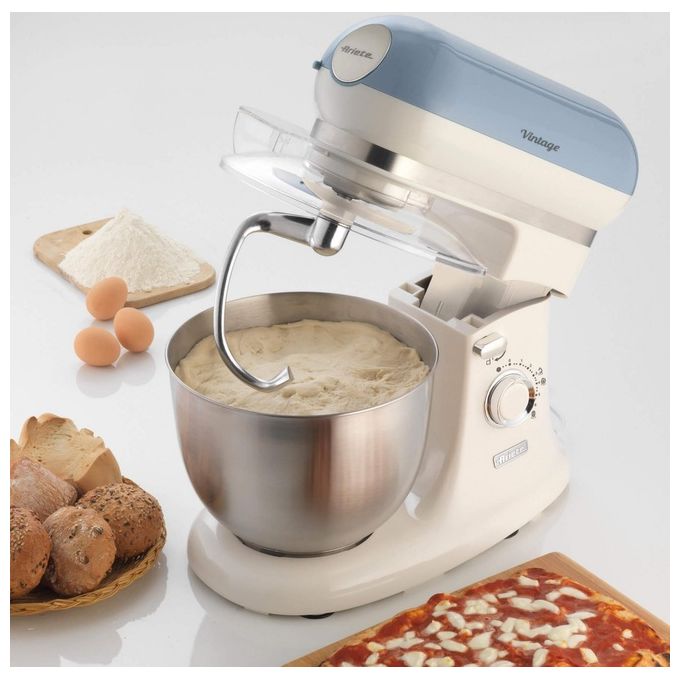 Ariete 1588 Vintage Impastatrice Planetaria Capacita' 5,5 Litri Potenza 2400W 7 velocita' Azzurro Pastello-Bianco