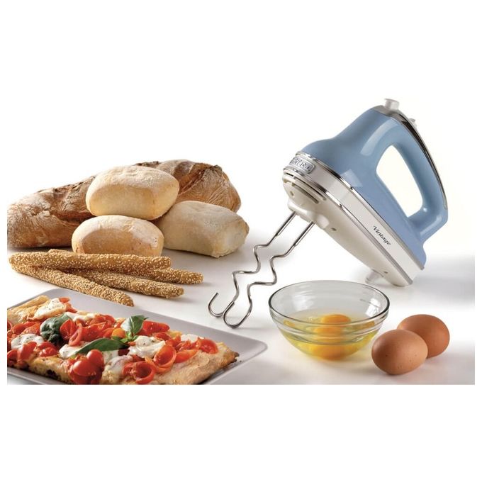Ariete AR4805 Vintage Sbattitore Elettrico 450W 5 Velocita' Turbo 2 Fruste Acciaio Inox colore Celeste