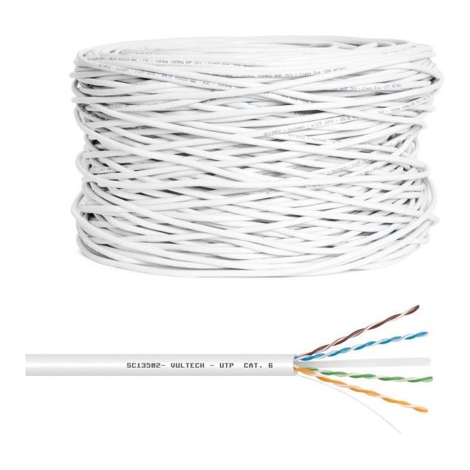 VulTech SC13502-305 Matassa Cavo Rete Cat6 UTP 23AWG 305m 4 Coppie CCA PVC colore Grigio