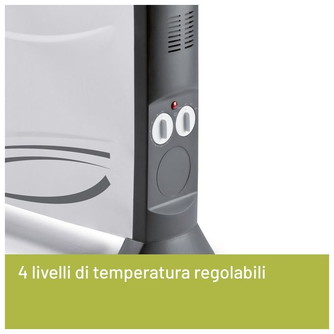 Imetec 4034 Eco Rapid Termoventilatore a Convezione 2000 W 4 Temperature Termostato Meccanico colore Grigio Bianco