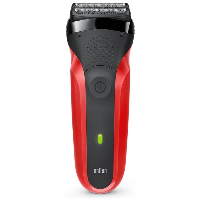 Braun 300S Series 3 Rasoio elettrico a lamina secco 3 testine ricarica rapida 5 min colore Rosso