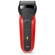Braun 300S Series 3 Rasoio elettrico a lamina secco 3 testine ricarica rapida 5 min colore Rosso