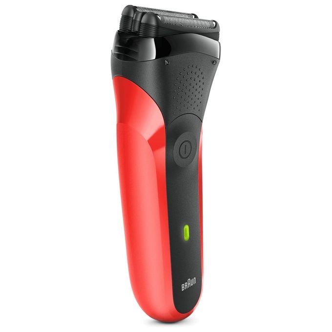 Braun 300S Series 3 Rasoio elettrico a lamina secco 3 testine ricarica rapida 5 min colore Rosso