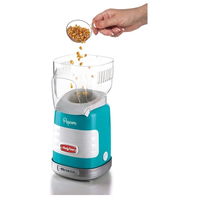 Ariete 00C295601AR0 Pop Corn Party Time Macchina per Pop Corn 60 g in 2 minuti Aria Calda Senza Grassi 1100 W colore Azzurro