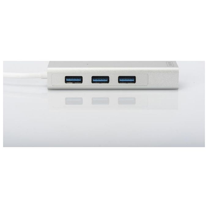 Digitus hub a 3 porte usb 3.0 e adattatore lan gigabit
