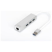 Digitus hub a 3 porte usb 3.0 e adattatore lan gigabit