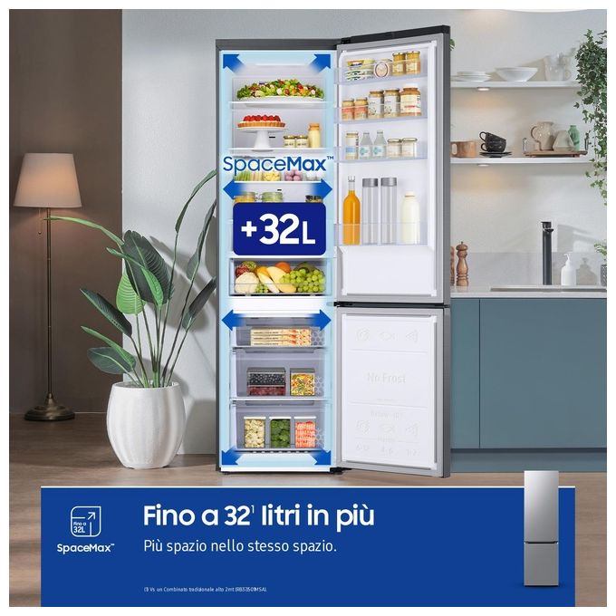 Samsung RB38C600CS9 EcoFlex AI Frigorifero Combinato 390 L 203 cm Classe C 35 dB No Frost Wi-Fi colore Acciaio Inox