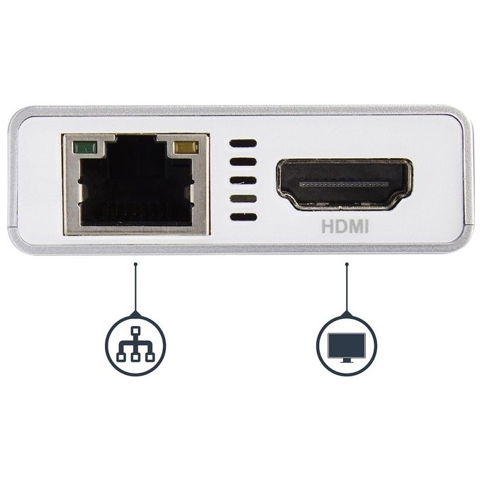 StarTech Adattatore Multifunzione USB-C per Portatili Power Delivery 4K Hdmi Bianco e Argento
