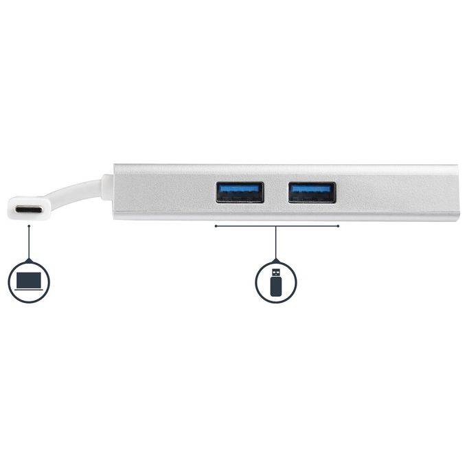 StarTech Adattatore Multifunzione USB-C per Portatili Power Delivery 4K Hdmi Bianco e Argento