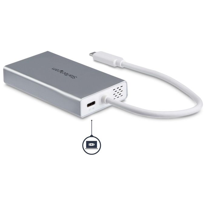 StarTech Adattatore Multifunzione USB-C per Portatili Power Delivery 4K Hdmi Bianco e Argento