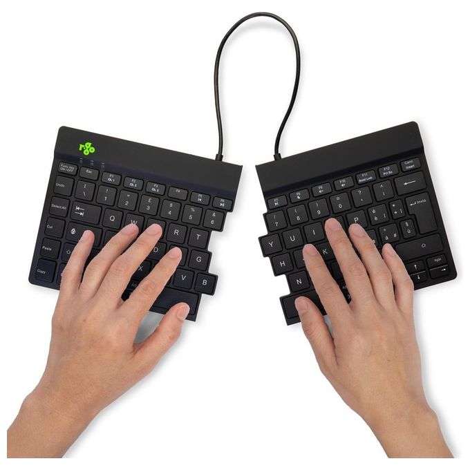 R Go Tools RGOSBITWLBL R-Go Split Break Tastiera ergonomica split Bluetooth 5.0 QWERTY Italiano con software pause LED e design ripiegabile colore Nero