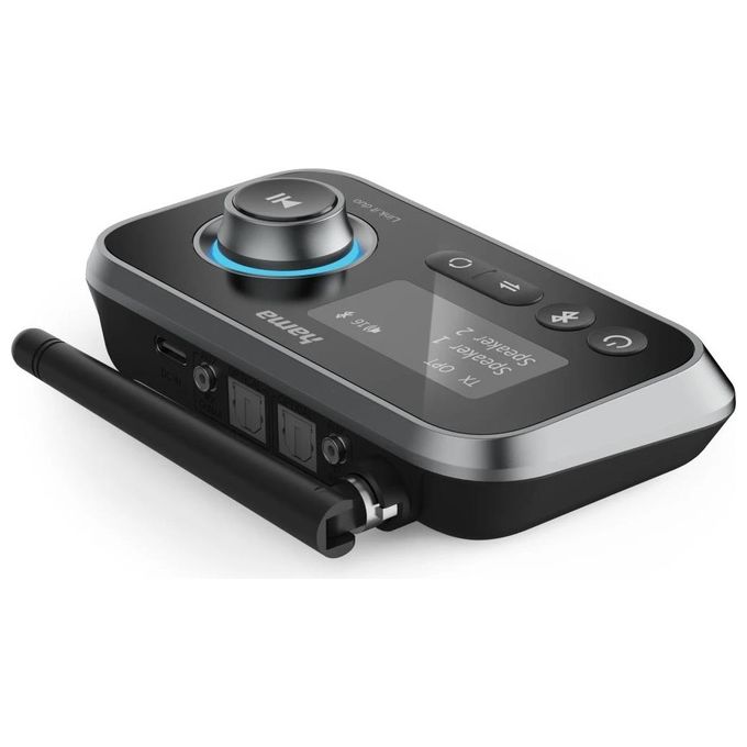 Hama 00205322 Link.it Duo Adattatore Bluetooth Trasmettitore e Ricevitore 2 in 1 Bluetooth 5.2 aptX Low Latency Portata 10 m colore Nero