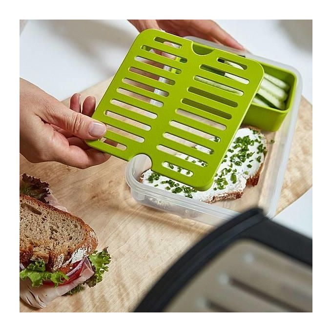 Emsa ClipandGo Contenitore Brunch 1,2 Litri Trasparente-Verde