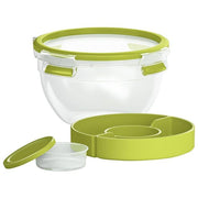 Lagostina Emsa Clip and Go Contenitore per Insalata Rotondo Trasparente-Verde Chiaro 16,7x16,7x9,5cm