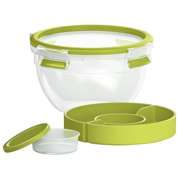 Lagostina Emsa Clip and Go Contenitore per Insalata Rotondo Trasparente-Verde Chiaro 16,7x16,7x9,5cm