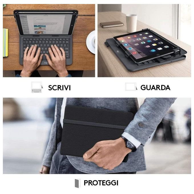 Logitech UNIVERSAL FOLIO Custodia con tastiera Italiana Bluetooth per tablet Apple, Android e Windows da 9-10 pollici