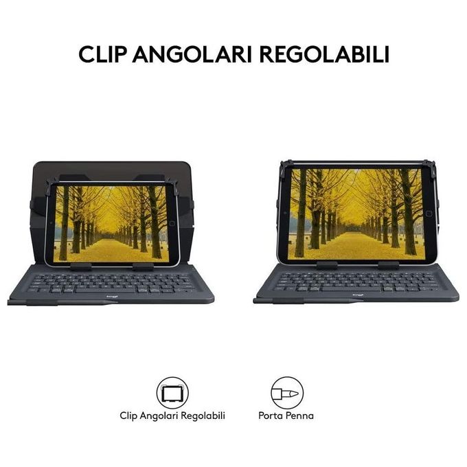 Logitech UNIVERSAL FOLIO Custodia con tastiera Italiana Bluetooth per tablet Apple, Android e Windows da 9-10 pollici