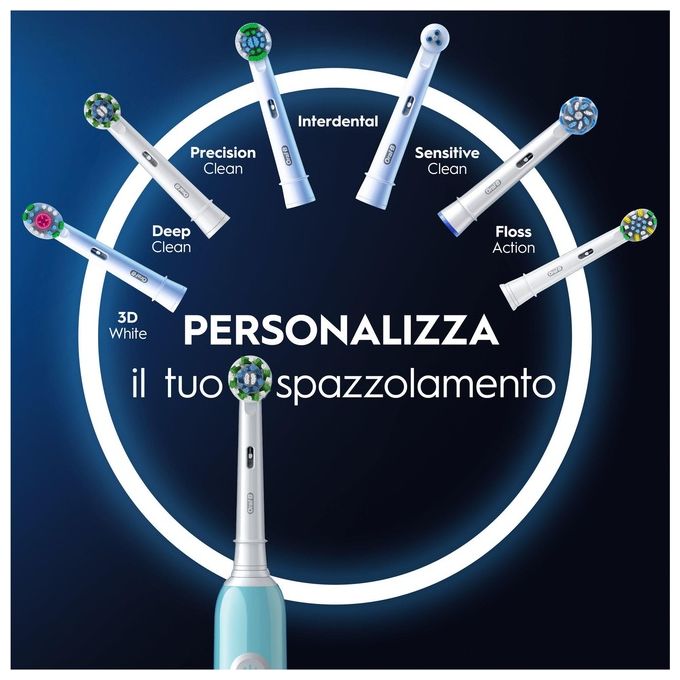Oral-B PRO1TURQUOISE Series 1 Spazzolino elettrico oscillante rotante 3 modalita' timer 2 min 2 testine colore Blu