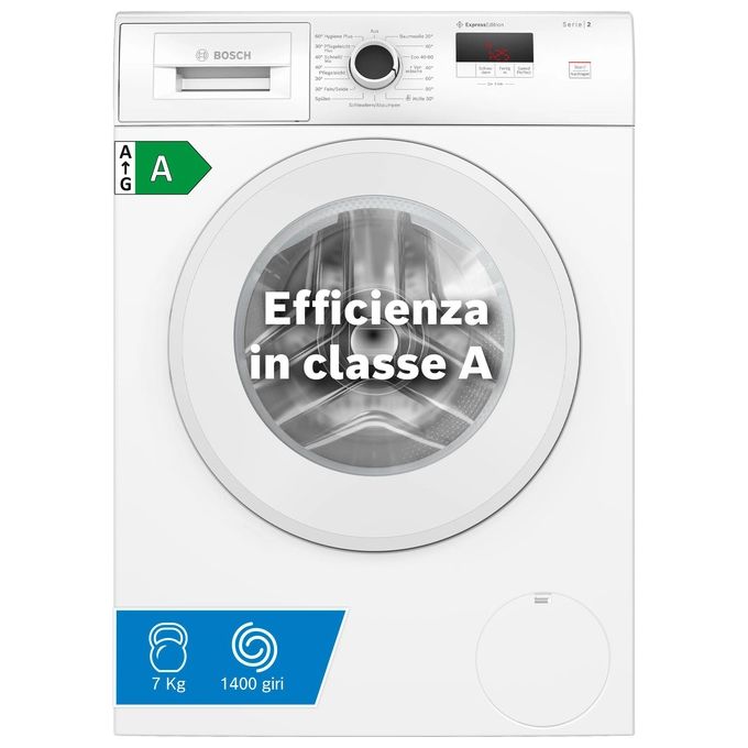Bosch serie 2 WGE0241H Lavatrice a carica frontale 7Kg 1400 giri classe A  848x598x588 Bianco