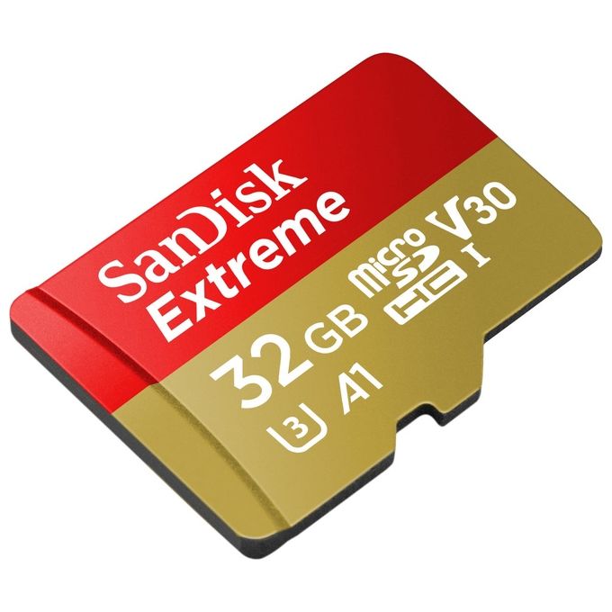 SanDisk Extreme 32 GB microSDHC + SD Adapter Up to 100 MB-s, Class 10, UHS-I, U3, V30