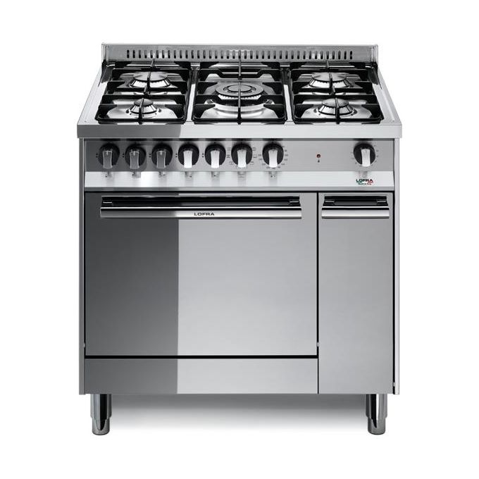 Lofra MT86MF-C Cucina a Gas 80x60cm 5 Fuochi Forno Multifunzione Elettrico a 9 Programmi  66Lt Inox Lucidato